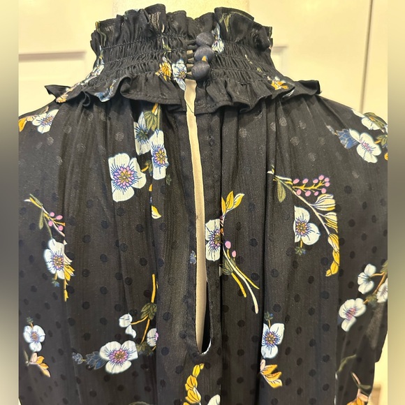 Rebecca Taylor High Neck Silk Blouse Sz 8 - Picture 5 of 7